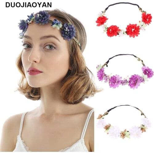 DUOJIAOYAN Autumn and Winter Fashion Ladies Handmade Flowers Multicolor Wreath Party Wedding Bridal Wreath