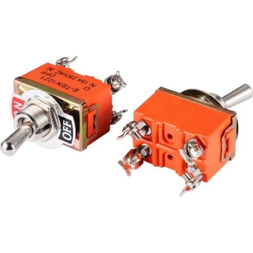 2PCS New AC 250V 15A Amps DPST Switches On/Off 2 Position 4 Screw Terminals Toggle Switch Orange For Switching Light or Motor