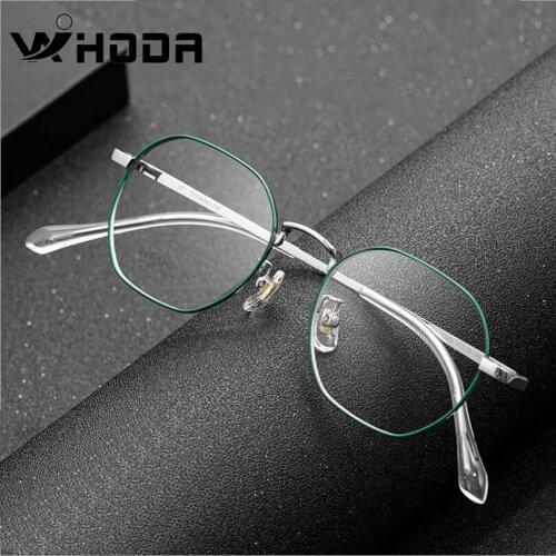 WIHODA Pure Titanium Womans Tide Glasses Frame ,Retro Polygon β Titanium Glass Frames for Myopia Eyeglasses Female F3956