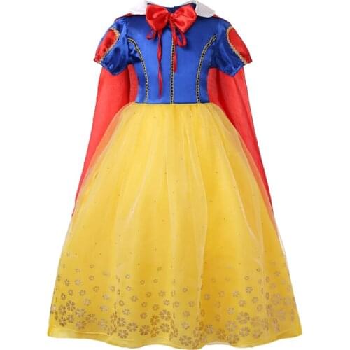 Evening Prom Dresses for Girls Elsa Queen Long Princess Costume Childrens Clothes 2-Piece Red Cloak Kids Birthday Clothing