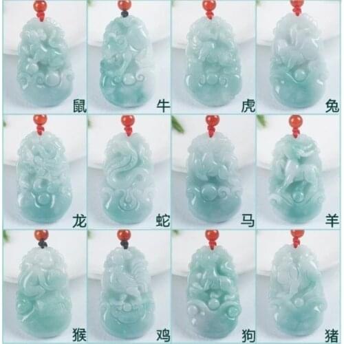 Gifts Green for Zodiac Chinese Fashion Carved Men Necklace Amulet White Jadeite Charm Jade Pendant Emerald Women Natural Jewelry