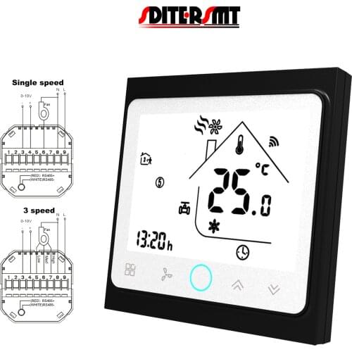 0-10V Proportional RS485 Temperature Sensor Thermostat for Fan Coil 1-Speed/3-Speed Air Conditionered Accessories 24V 95-240V