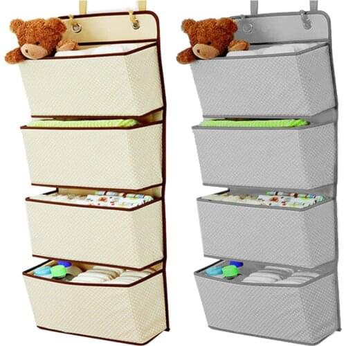 Simple Houseware 4 Pocket Hanging Wall Closet Storage Bag Organizer Over Door Cloth Toy Organizer Bag Pouch Hanger