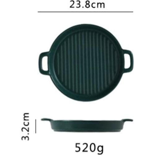 Baking tray ceramic binaural round 8 inch oven special pasta steak non-stick ceramic baking tray