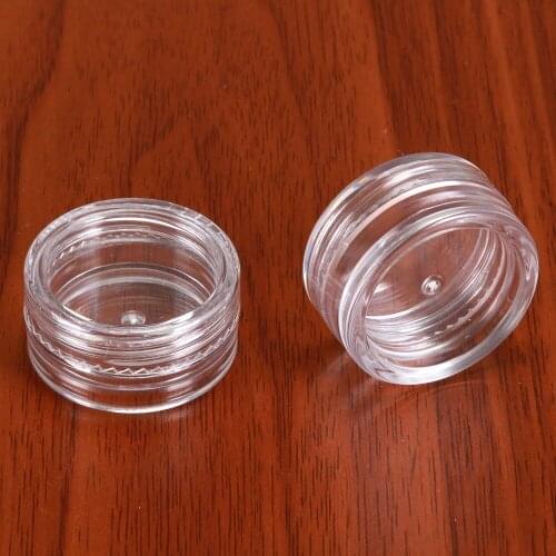 12 Pcs Empty Round Jar Transparent Plastic Storage Case For Rhinestones,False Nails, Decorations Nail Art False Eyelash
