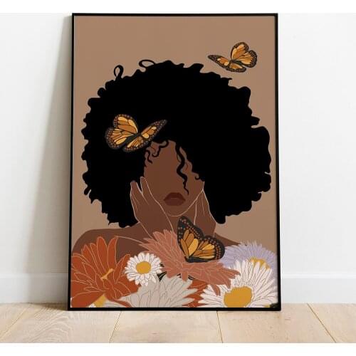 Modern Canvas Painting African Black Woman Posters And Prints Scandinavian Wall Art Pictures For Living Room Interior Home Decor