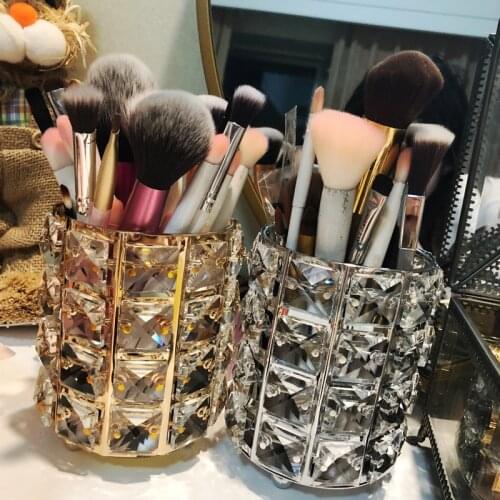 European-style Golden Crystal Makeup Brush Storage Tube, Cosmetic Storage Box, Finishing Box, Makeup Brush Rack