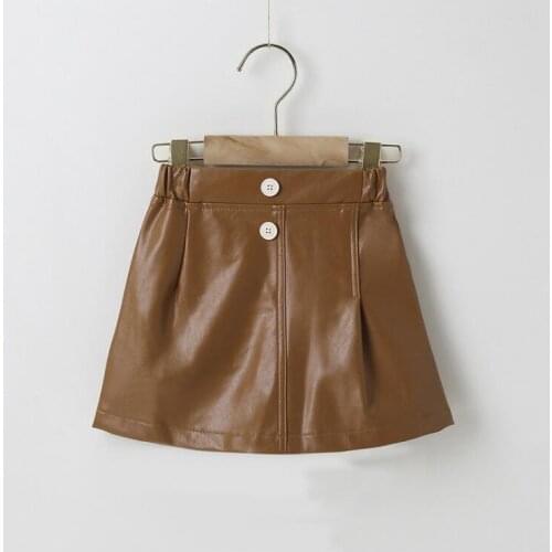 2021 new style girls pu leather skirt autumn cotton fashion girls skirts 2-7 years YU833