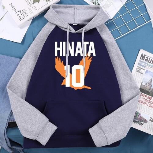 Hinata Shoyo Number 10 Haikyuu Print Women Hooded Fall Trendy New Streetwear Hip Hop Loose Raglan Harajuku Fleece Woman Hoodie