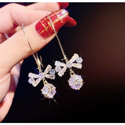 Bowknot earrings female temperament all-match Korean simple retro earrings earrings tassels exquisite elegant Womens Earrings