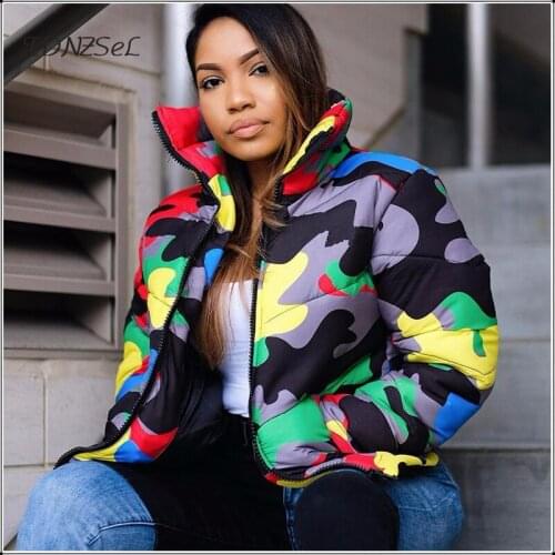 Women Casual Camouflage Down Jacket Winter Couple Plus Big Size Padded Jacket Men Thick Oversized 4XL Coat Long Sleeve Jacket
