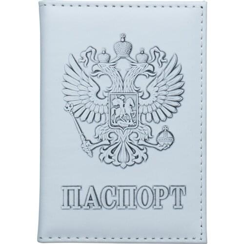 Zoukane White Russian double-headed Eagle Emblem Passport Cover Case ID Ticket Holder Passport Wallet Travel Accessories ZSPC42