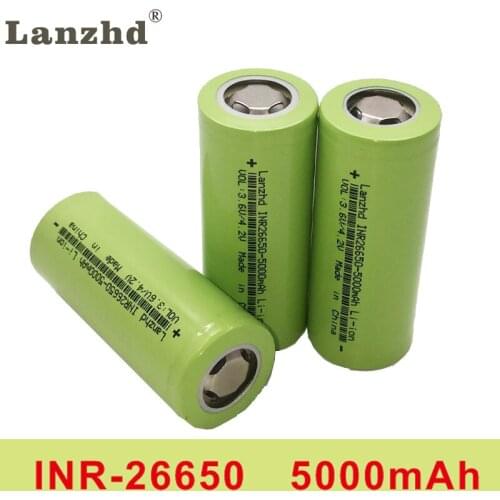 1-8PCS New 26650 rechargeable battery 50A lithium battery 3.7V 5000mA 26650 50A INR26650 battery 26650 Suitable for flashlight