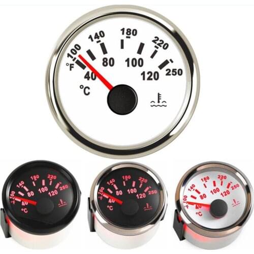 1pc Auto Water Temperature Gauges 52mm 40-120Degree Truck Device 9-32vdc 100~250℉ Water Temp Meters Sensors for Car Ships Yacht