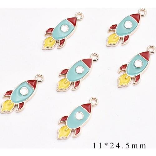 10pcs/Lot 11*24.5mm Rocket Diy Design for Jewelry Making Earring Bracelet or Necklace Handmade Enamel Charms