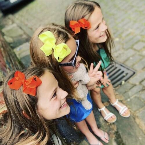 25Pcs/lot 8 CM Solid Hair Bows For Girls Ribbon Hairgrips Handmade Boutique Hair Clips Children Kids Wholesale Hair Accessories