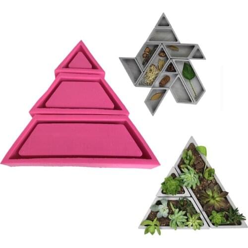 3 Styles Trapezoidal Triangle Concrete Molds Creative Nordic Flower Combination Cement Succulent Plants Pot Resin Moulds