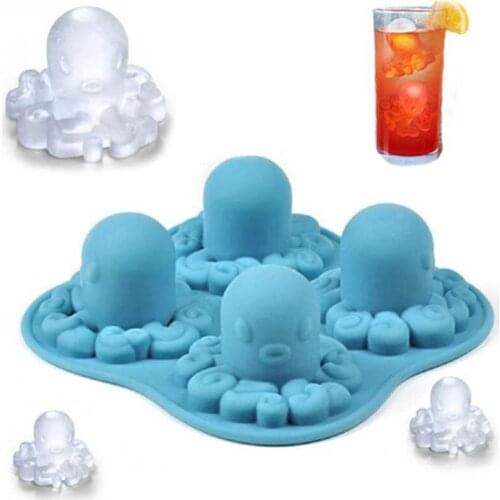 3D Mold Cake Cute Octopus Shape Ice Tray Cube Silicone Ice Crea Mold Creative Marine Kitchen Tools FBE3