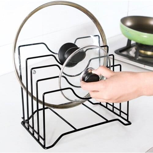 5 Layers Kitchen Iron Pot Lid Stand Holder Pan Cap Organizer Cookware Storage Rack Support