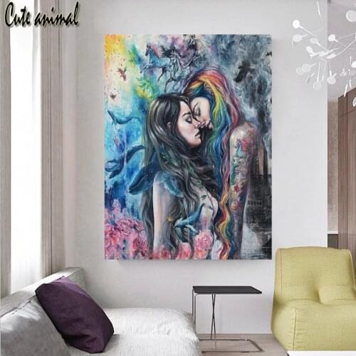 5D Diy Diamond Painting Abstract Art Flower Lesbian Tattoo Cross Stitch Kit Diamond Embroidery Mosaic Full Square Round Drill