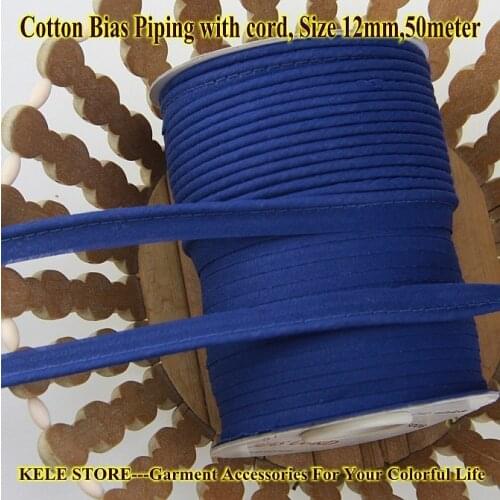 Free shipping --Cotton Bias Piping Tape, bias Tape with cord, size:12mm,1/2" 50meter,for DIY home textile sewing item,dark blue