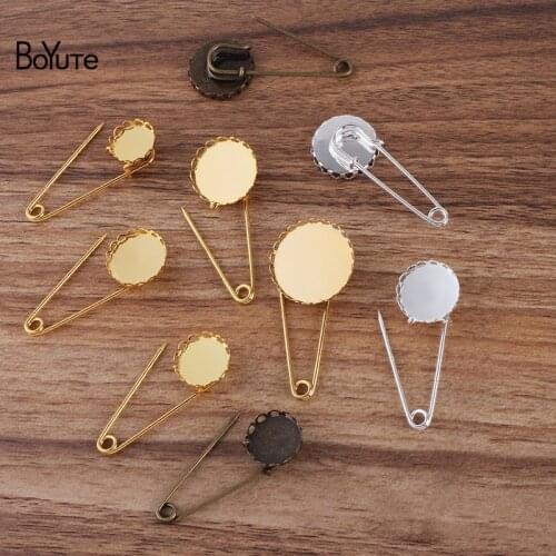 BoYuTe Custom (200 Pieces/Lot) Fit 14-16-18-20-25MM Cabochon Brooch Blanks Tray Base Diy Brooch Pins Accessories