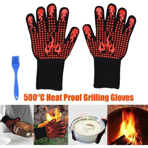One Piece Barbecue Gloves High Temperature Resistance Oven Mitts 800 Degrees Fireproof Barbecue Heat Insulation Microwave Gloves