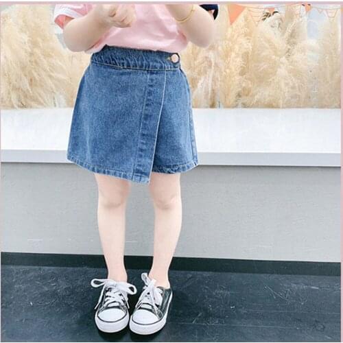 Children Girls Denim Shorts Princess Summer Skirt Pants Outer Wear Baby Girls Fashion A-Line Jeans Culotte