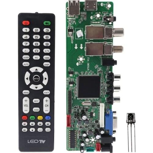 DVB-S2 DVB-T2 DVB-C Digital Signal ATV Maple Driver LCD Remote Control Board Launcher Universal Dual USB Media QT526C V1.1 T