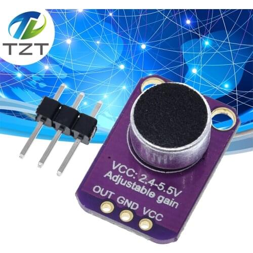 TZT GY-MAX4466 MAX4466 Electret Microphone Amplifier Module Adjustable Gain OUT GND VCC Amplifier Board 2.4-5V DC For Arduino