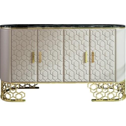 Italian light luxury stainless steel side cabinet after the modern restaurant high locker tea cabinet marble customs cabinet