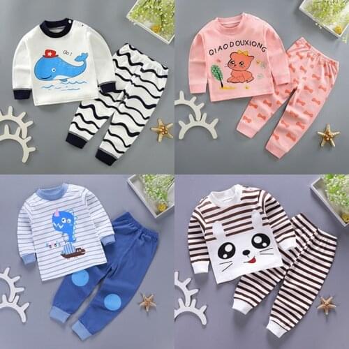 Baby Clothing Set Children Kids Casual Sleepwear Two-piece Set Autumn Cotton Baby Boys Girls Long Sleeve Pyjamas Set