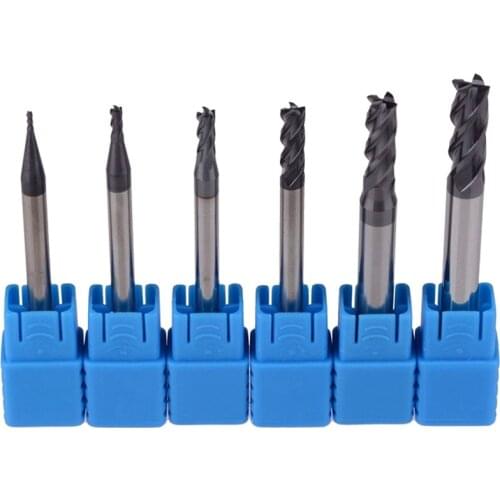 6 Pcs 1-6 Mm 4 Flutes Hrc45 Solid Tungsten Carbide End Mill Cnc Router Bits Tools Cnc Milling Cutter Bits For Metal Cutting