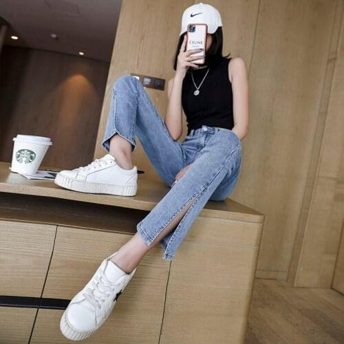 Fashion Jeans for Women High Waist Split Jeans Womens Skinny Split Mopping Pants Split Split Micro Stretch Pants Streetwear