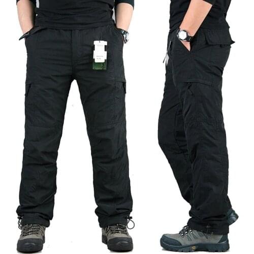 Men Military Outdoor Sports Large Size Multi-pocket Trousers Spring and Autumn Plus Velvet Casual Pants Loose Straight Overalls
