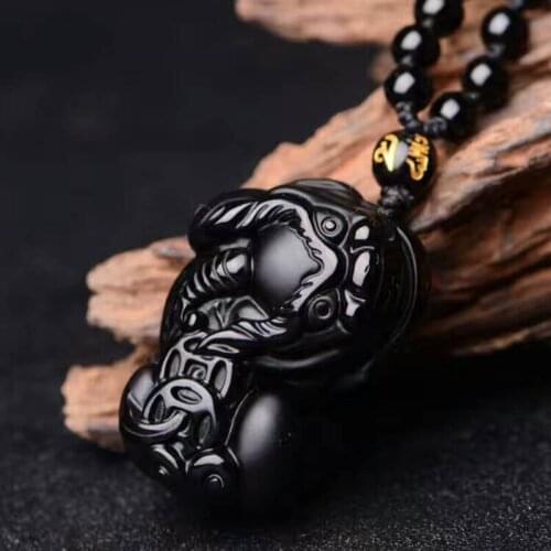 Natural Obsidian Pixiu Pendant Jewelry Fine Jewelry Lucky to ward off evil spirits Auspicious Safety Amulet Pendant Jewelry