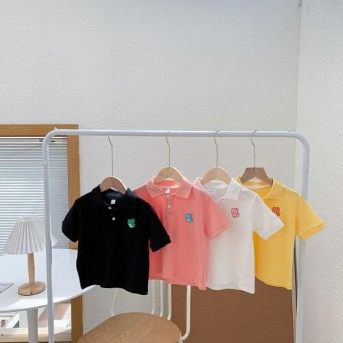 2021 New BoyS Baby T-Shirt Short-Sleeved Summer Childrens Clothing Childrens Tops Summer Clothing Boys' Lapel Polo Shirt Tide