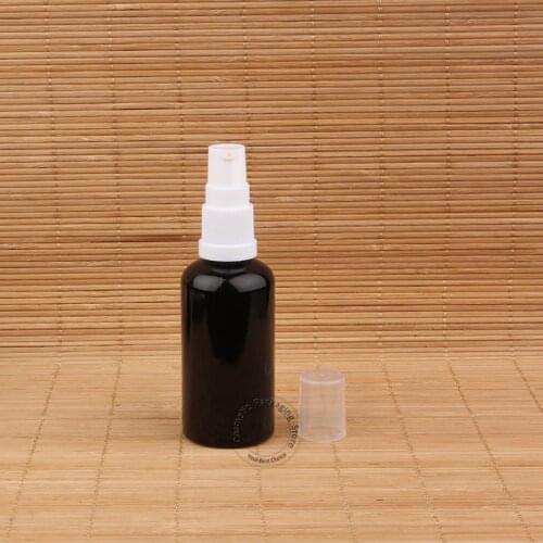 20pcs/Lot Wholesale Glass 50ml Lotion Pump Bottle with Water White Lid Black Container Makeup Tools Pot 50g Packaging