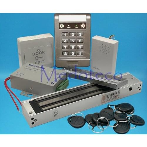 Full 125khz Rfid Card Wood Metal Door Access Control System Kit EM Card Access Controller +600lbs Magnetic Lock + Door Bell