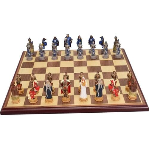 Professional 17" European Chess Set Resin Chessman Wooden Board Board Game