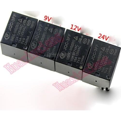 20PCS/Lot JQC-3FF 10A 4Pin 5V 9V 12V 24V Power Relay JQC-3FF-5VDC-1HS JQC-3FF-9VDC-1HS JQC-3FF-12VDC-1HS JQC-3FF-24VDC-1HS