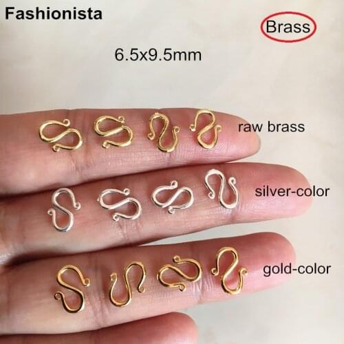 50 pcs - S Connectors For Jewel Making 6.5x9.5mm Brass "S" Shape Link Gold Silver-color Raw Brass Metal accessories -M