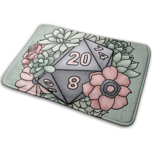 Succulent D20 Tabletop Rpg Gaming Dice Mat Rug Carpet Anti-Slip Bedroom Entrance Door Mat D20 D D Dnd And Tabletop Gaming Dice
