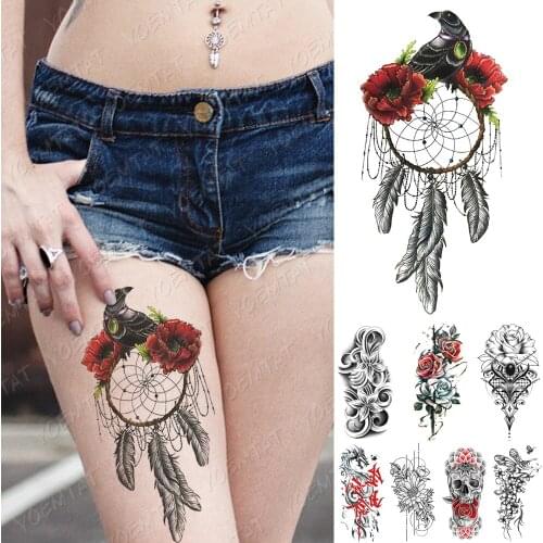 Waterproof Temporary Tattoo Sticker Bird Circus Flower Flash Tattoos Dragon Skull Body Art Arm Fake Sleeve Tatoo Women Men