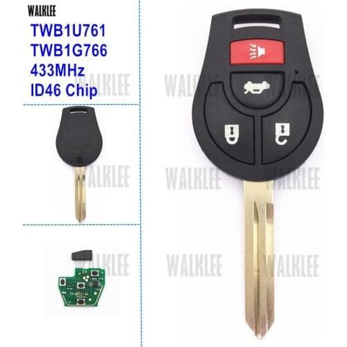 WALKLEE Keyless Entry Remote DIY for Nissan Car Key Sunny Sylphy Tiida March Qashqai Juke X-Trail Note 433MHz for Alps