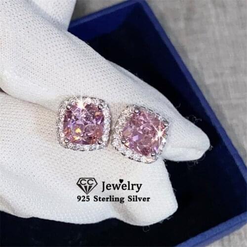 S925 Silver Stud Earrings For Women Jewelry Geometry Sparkling CZ Ornaments Hot Selling Earring Brincos Drop Shipping CCE643