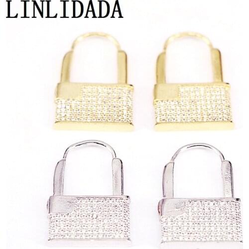 4Pairs Big Lock Shape Hoop Earrings CZ Micro Pave Jewelry Trendy Dainty Cubic Zirconia Earrings For Women Party Jewelry