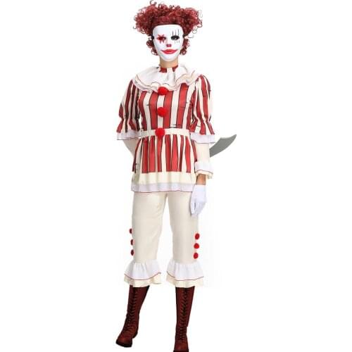 Wholesale Womens Harlequin Scary Clown Cosplay Halloween Costume Sets