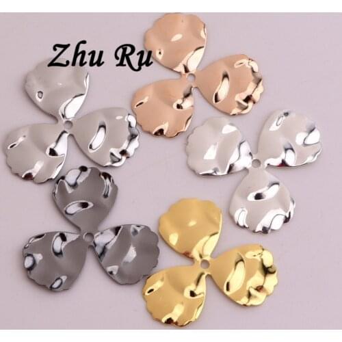 ZHU RU 20pcs/lot 20.5*0.3mm propeller Clover leaf Three petals flower for Necklace DIY Jewelry Findings Parts Accessories