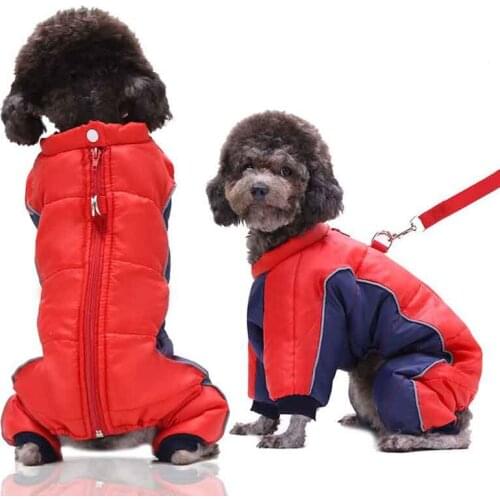 Winter Stitch Dog Costume Ropa Poodle Parka De Perro Korean Dog Clothes Dachshund Down Jacket With Leash Ring Thicken Hoodie